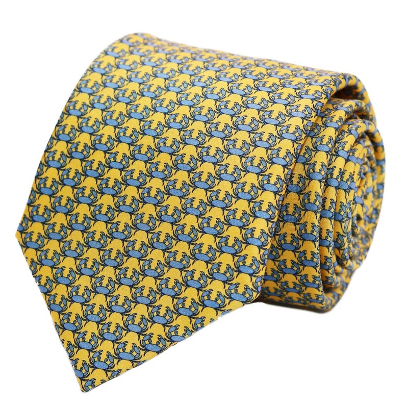 WITZROYS 100% Silk Ties for Men Handmade Neckties with Crabs Printed+Gift box - Image 1